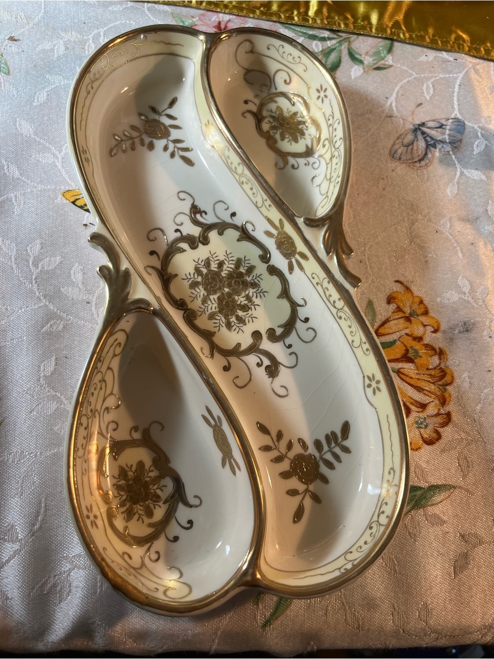 1920s Art Deco moyiyaba mori macho handpainted drivieded tray